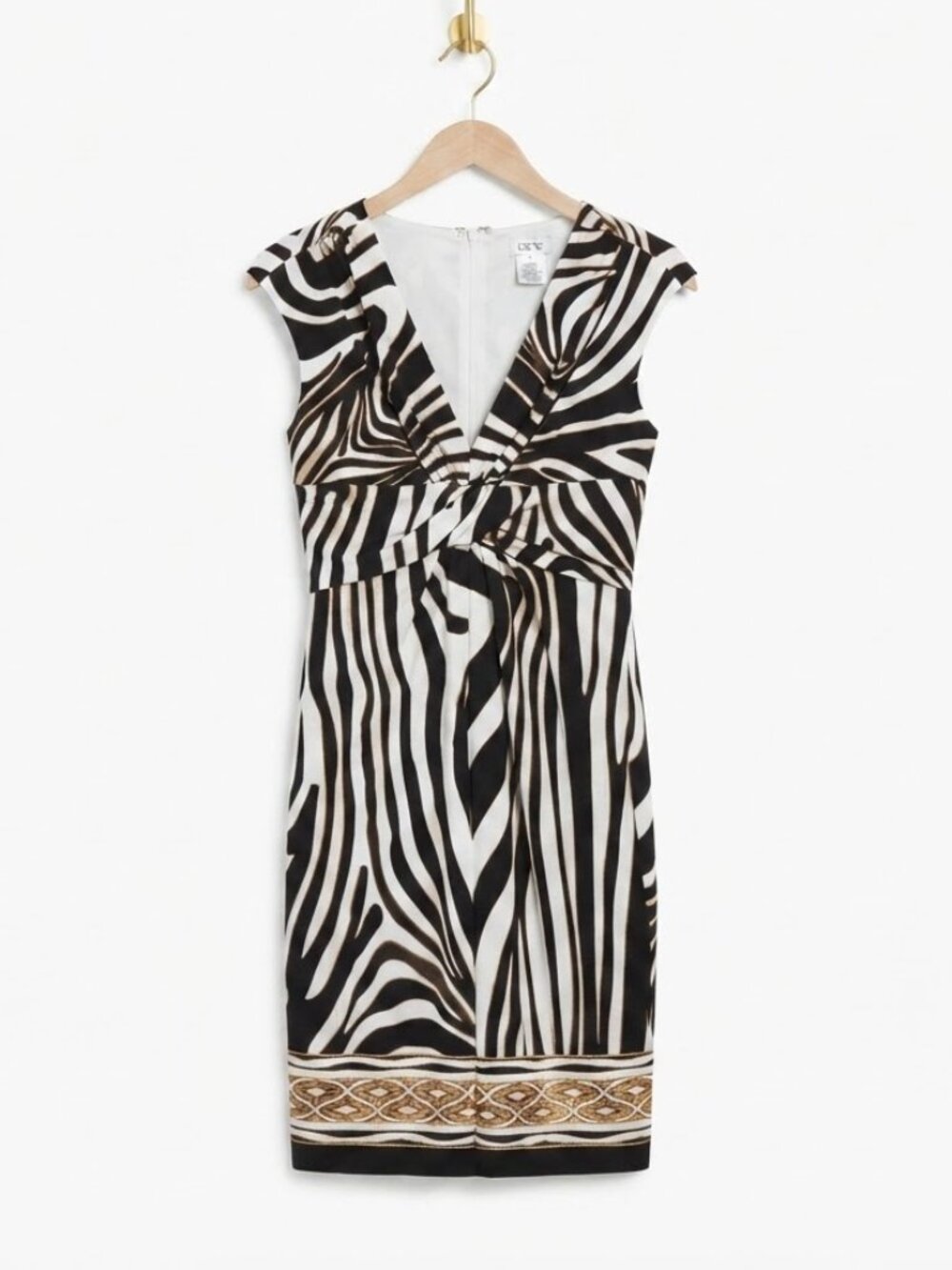 Cache Zebra Cocktail Dress Size 2 Statement Night Out Look Minimalist Elegant